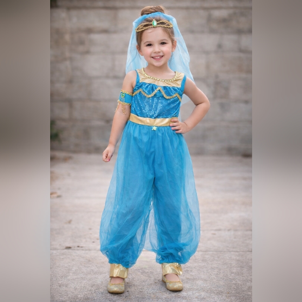 #1842 Charming Blue and Gold Kids Genie Costume SzL